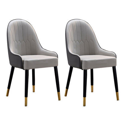 Glam Wood Dining Arm Chairs Leather Dining Chairs for Home Use (Set of 2) Grey Clearhalo ' kitchen&dining_furn' 'Dining Chairs' 'Dining Tables & Seating' 'dining_chair' 'furn' 'furn_dining_chair' 'Furniture' 'furniture_dining_chair' 'Kitchen & Dining Furniture' 'kitchen' 4272508