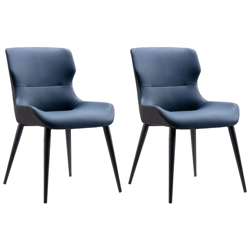 Contemporary Style Metal Chair Wingback Arm Kitchen Dining Room Chairs Blue 2 Piece Set Clearhalo ' kitchen&dining_furn' 'Dining Chairs' 'Dining Tables & Seating' 'dining_chair' 'furn' 'furn_dining_chair' 'Furniture' 'furniture_dining_chair' 'Kitchen & Dining Furniture' 'kitchen' 4272523