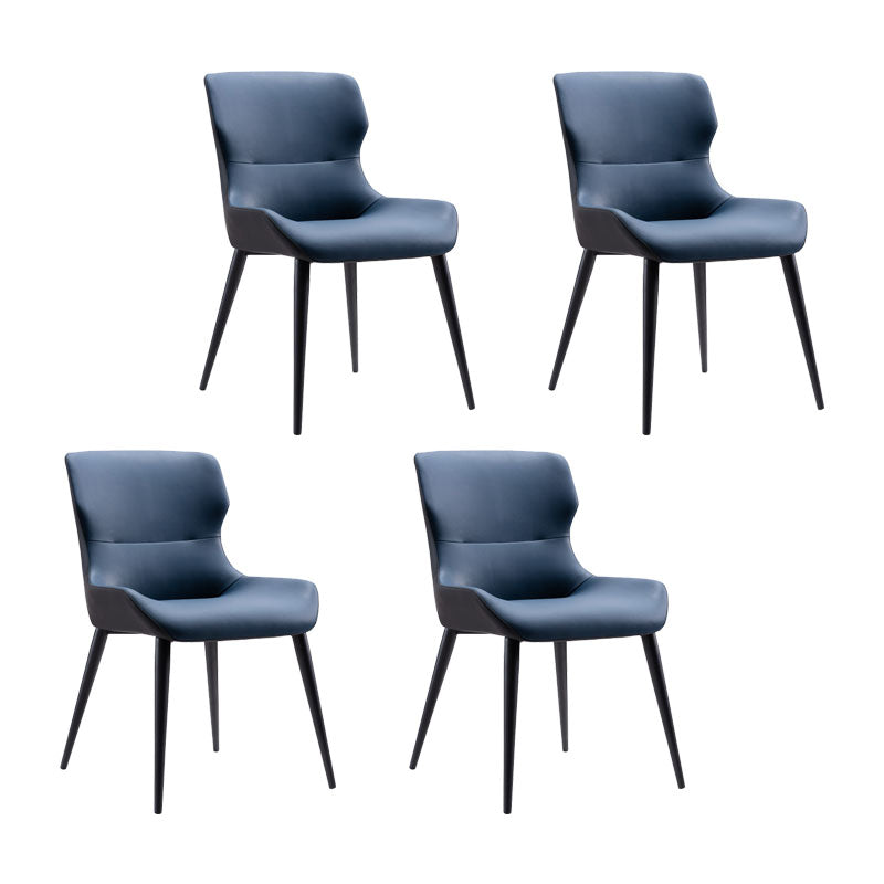Contemporary Style Metal Chair Wingback Arm Kitchen Dining Room Chairs Blue 4 Piece Set Clearhalo ' kitchen&dining_furn' 'Dining Chairs' 'Dining Tables & Seating' 'dining_chair' 'furn' 'furn_dining_chair' 'Furniture' 'furniture_dining_chair' 'Kitchen & Dining Furniture' 'kitchen' 4272525