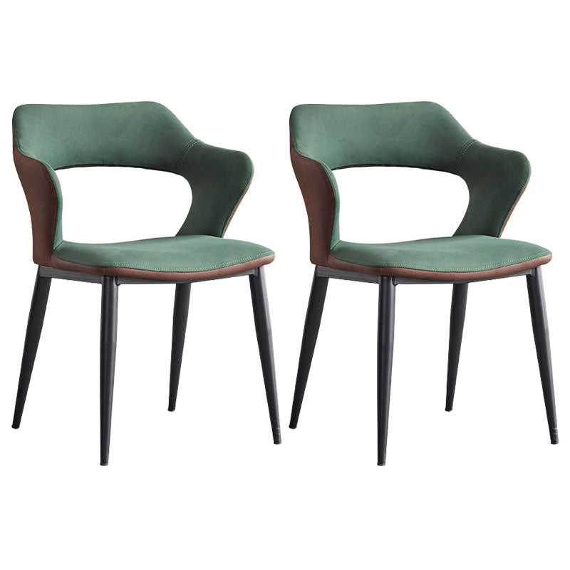 Open Back Dining Arm Chairs Upholstered Dining Armchairs with Metal Legs (Set of 2) Army Green Clearhalo ' kitchen&dining_furn' 'Dining Chairs' 'Dining Tables & Seating' 'dining_chair' 'furn' 'furn_dining_chair' 'Furniture' 'furniture_dining_chair' 'Kitchen & Dining Furniture' 'kitchen' 4272538