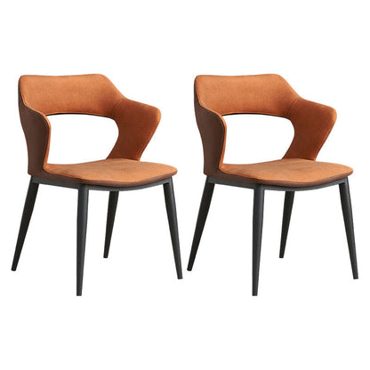 Open Back Dining Arm Chairs Upholstered Dining Armchairs with Metal Legs (Set of 2) Orange Clearhalo ' kitchen&dining_furn' 'Dining Chairs' 'Dining Tables & Seating' 'dining_chair' 'furn' 'furn_dining_chair' 'Furniture' 'furniture_dining_chair' 'Kitchen & Dining Furniture' 'kitchen' 4272539