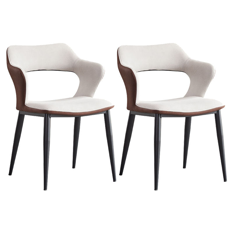 Open Back Dining Arm Chairs Upholstered Dining Armchairs with Metal Legs (Set of 2) Light Gray Clearhalo ' kitchen&dining_furn' 'Dining Chairs' 'Dining Tables & Seating' 'dining_chair' 'furn' 'furn_dining_chair' 'Furniture' 'furniture_dining_chair' 'Kitchen & Dining Furniture' 'kitchen' 4272541