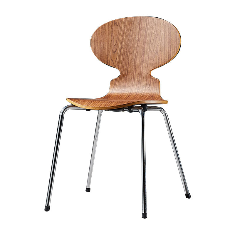 Contemporary Style Dining Chair Armless Side Chair with Metal Legs for Kitchen Walnut 1 Piece Clearhalo ' kitchen&dining_furn' 'Dining Chairs' 'Dining Tables & Seating' 'dining_chair' 'furn' 'furn_dining_chair' 'Furniture' 'furniture_dining_chair' 'Kitchen & Dining Furniture' 'kitchen' 4272554