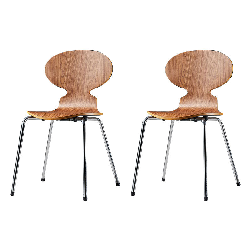 Contemporary Style Dining Chair Armless Side Chair with Metal Legs for Kitchen Walnut 2 Piece Set Clearhalo ' kitchen&dining_furn' 'Dining Chairs' 'Dining Tables & Seating' 'dining_chair' 'furn' 'furn_dining_chair' 'Furniture' 'furniture_dining_chair' 'Kitchen & Dining Furniture' 'kitchen' 4272556