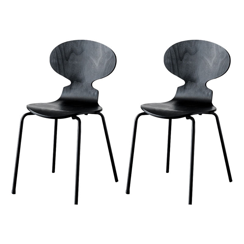 Contemporary Style Dining Chair Armless Side Chair with Metal Legs for Kitchen Black 2 Piece Set Clearhalo ' kitchen&dining_furn' 'Dining Chairs' 'Dining Tables & Seating' 'dining_chair' 'furn' 'furn_dining_chair' 'Furniture' 'furniture_dining_chair' 'Kitchen & Dining Furniture' 'kitchen' 4272561
