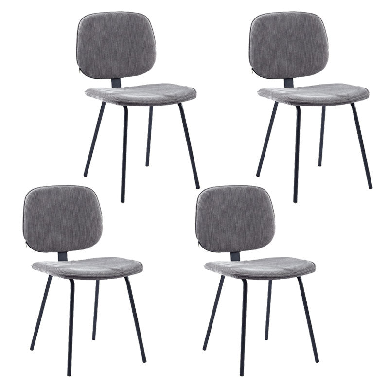 Contemporary Style Metal Dining Chair Matte Finish Dining Armless Side Chair for Kitchen Dark Gray-White 4 Piece Set Clearhalo ' kitchen&dining_furn' 'Dining Chairs' 'Dining Tables & Seating' 'dining_chair' 'furn' 'furn_dining_chair' 'Furniture' 'furniture_dining_chair' 'Kitchen & Dining Furniture' 'kitchen' 4272603