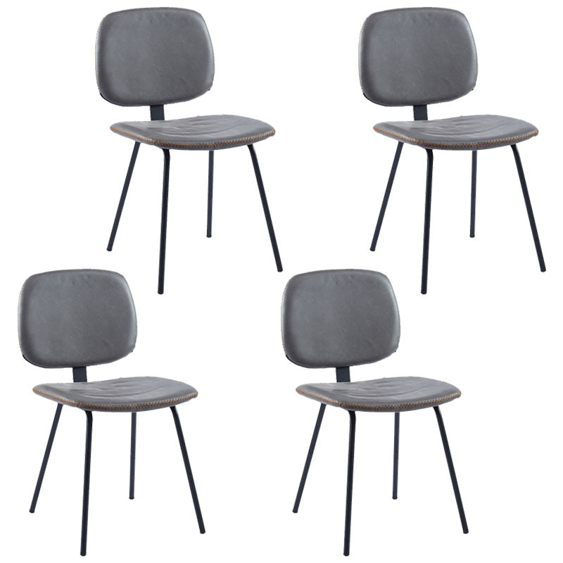 Contemporary Style Metal Dining Chair Matte Finish Dining Armless Side Chair for Kitchen Dark Gray 4 Piece Set Clearhalo ' kitchen&dining_furn' 'Dining Chairs' 'Dining Tables & Seating' 'dining_chair' 'furn' 'furn_dining_chair' 'Furniture' 'furniture_dining_chair' 'Kitchen & Dining Furniture' 'kitchen' 4272624