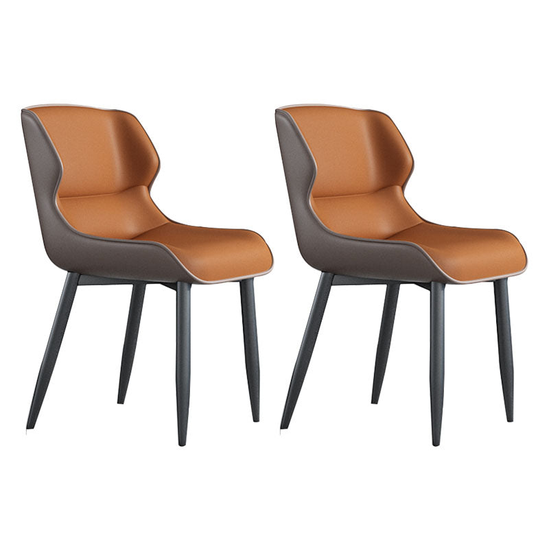 Modern Matte Finish Dining Chair Metal Dining Arm Side Chairs for Kitchen (Set of 2) Orange Clearhalo ' kitchen&dining_furn' 'Dining Chairs' 'Dining Tables & Seating' 'dining_chair' 'furn' 'furn_dining_chair' 'Furniture' 'furniture_dining_chair' 'Kitchen & Dining Furniture' 'kitchen' 4272637