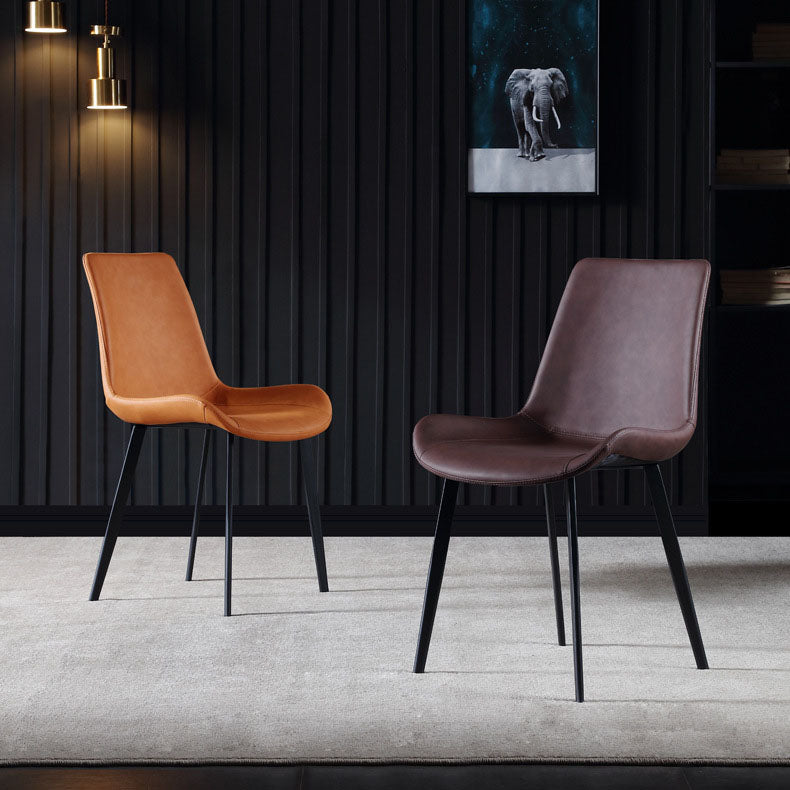 Modern Leather Hotel Side Chair Matte Finish Solid Back Dining Chair (Set of 2) Clearhalo ' kitchen&dining_furn' 'Dining Chairs' 'Dining Tables & Seating' 'dining_chair' 'furn' 'furn_dining_chair' 'Furniture' 'furniture_dining_chair' 'Kitchen & Dining Furniture' 'kitchen' 4272650