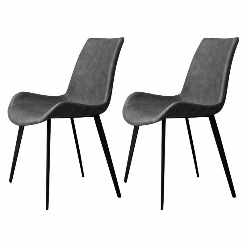 Modern Leather Hotel Side Chair Matte Finish Solid Back Dining Chair (Set of 2) Grey Clearhalo ' kitchen&dining_furn' 'Dining Chairs' 'Dining Tables & Seating' 'dining_chair' 'furn' 'furn_dining_chair' 'Furniture' 'furniture_dining_chair' 'Kitchen & Dining Furniture' 'kitchen' 4272651