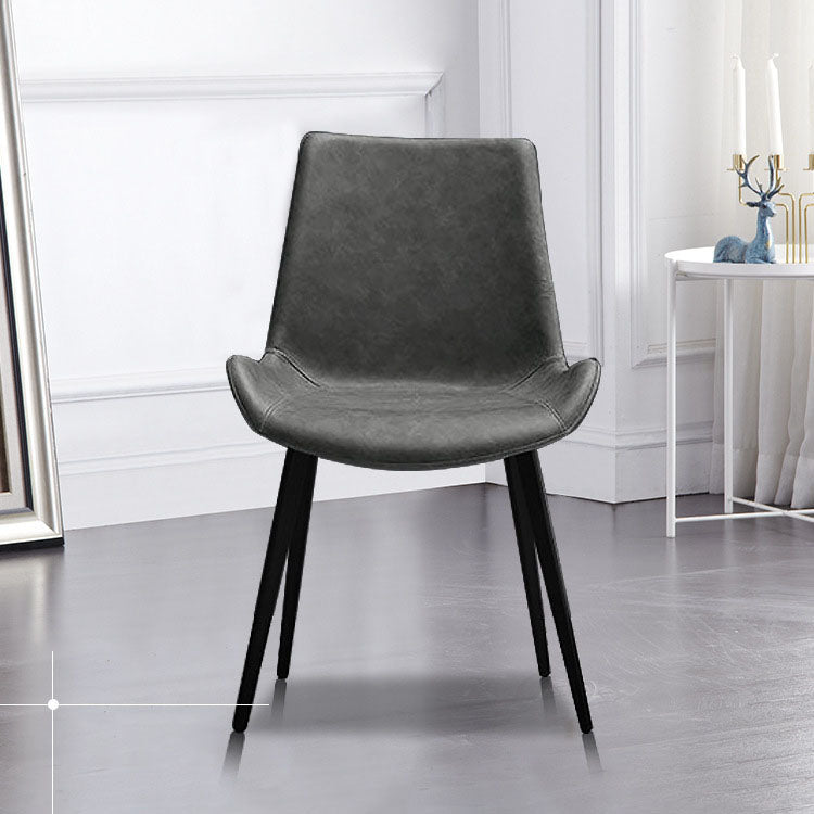 Modern Leather Hotel Side Chair Matte Finish Solid Back Dining Chair (Set of 2) Clearhalo ' kitchen&dining_furn' 'Dining Chairs' 'Dining Tables & Seating' 'dining_chair' 'furn' 'furn_dining_chair' 'Furniture' 'furniture_dining_chair' 'Kitchen & Dining Furniture' 'kitchen' 4272655