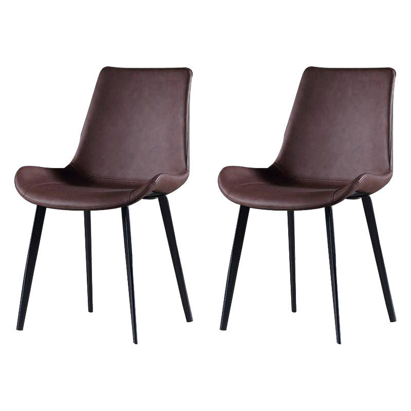 Modern Leather Hotel Side Chair Matte Finish Solid Back Dining Chair (Set of 2) Coffee Clearhalo ' kitchen&dining_furn' 'Dining Chairs' 'Dining Tables & Seating' 'dining_chair' 'furn' 'furn_dining_chair' 'Furniture' 'furniture_dining_chair' 'Kitchen & Dining Furniture' 'kitchen' 4272656