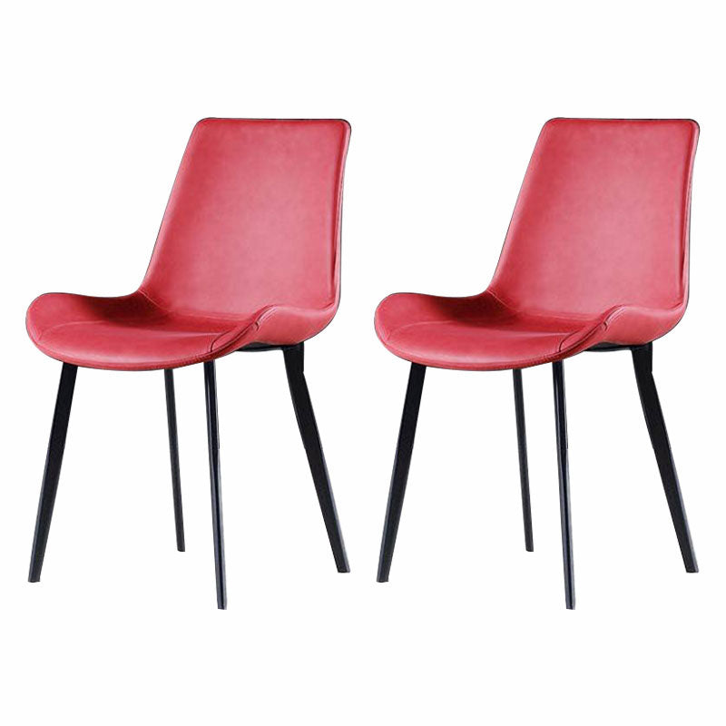 Modern Leather Hotel Side Chair Matte Finish Solid Back Dining Chair (Set of 2) Burgundy Clearhalo ' kitchen&dining_furn' 'Dining Chairs' 'Dining Tables & Seating' 'dining_chair' 'furn' 'furn_dining_chair' 'Furniture' 'furniture_dining_chair' 'Kitchen & Dining Furniture' 'kitchen' 4272658
