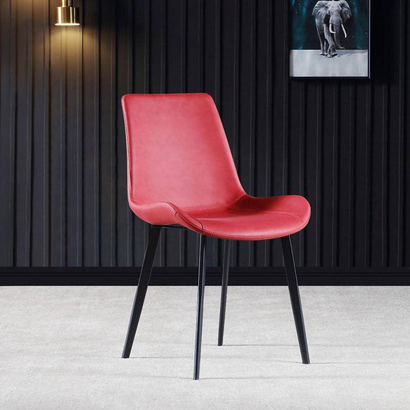 Modern Leather Hotel Side Chair Matte Finish Solid Back Dining Chair (Set of 2) Clearhalo ' kitchen&dining_furn' 'Dining Chairs' 'Dining Tables & Seating' 'dining_chair' 'furn' 'furn_dining_chair' 'Furniture' 'furniture_dining_chair' 'Kitchen & Dining Furniture' 'kitchen' 4272663