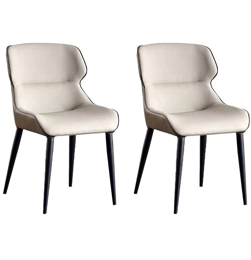 Minimalist Style Wingback Arm Chairs Leather Dining Side Chairs (Set of 2) White Clearhalo ' kitchen&dining_furn' 'Dining Chairs' 'Dining Tables & Seating' 'dining_chair' 'furn' 'furn_dining_chair' 'Furniture' 'furniture_dining_chair' 'Kitchen & Dining Furniture' 'kitchen' 4272670