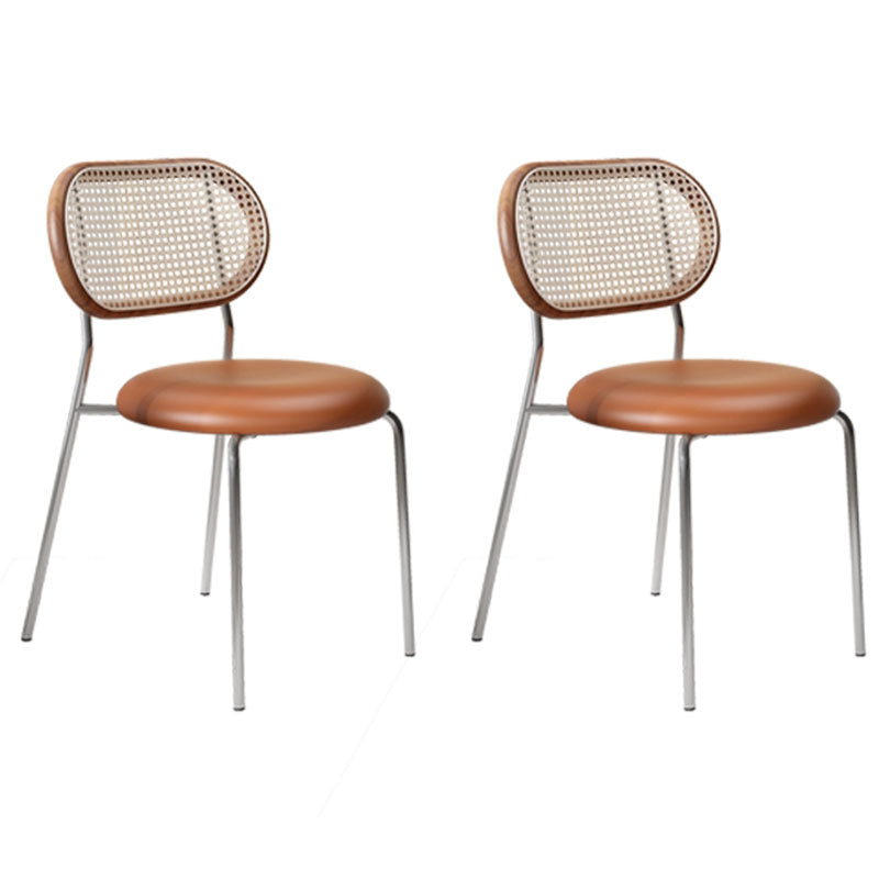 Industrial Metal Dining Room Chairs Armless Open Back Dining Side Chair Camel 2 Piece Set Clearhalo ' kitchen&dining_furn' 'Dining Chairs' 'Dining Tables & Seating' 'dining_chair' 'furn' 'furn_dining_chair' 'Furniture' 'furniture_dining_chair' 'Kitchen & Dining Furniture' 'kitchen' 4272681