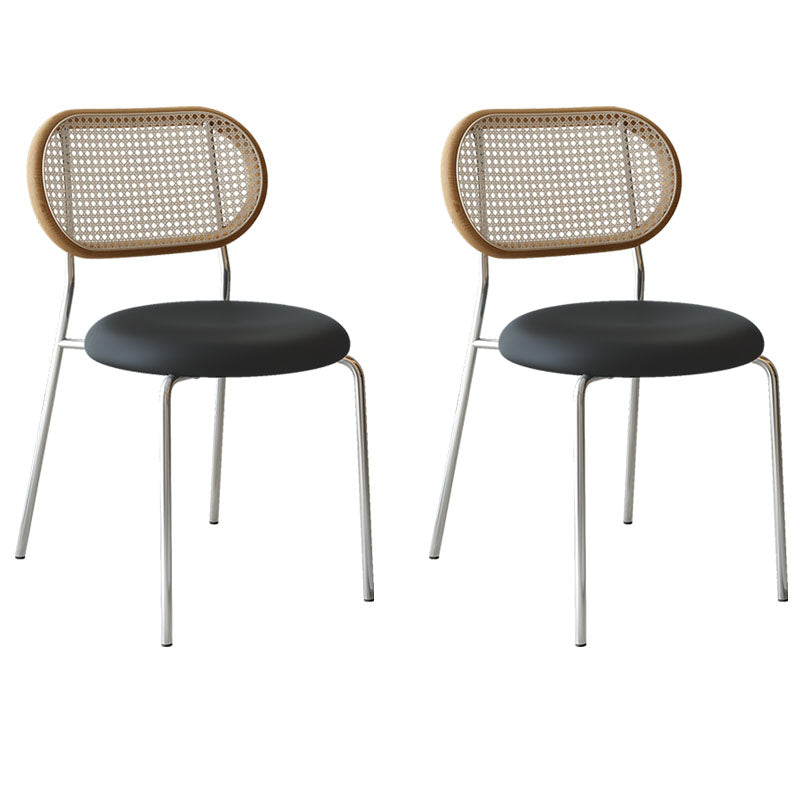 Industrial Metal Dining Room Chairs Armless Open Back Dining Side Chair Black 2 Piece Set Clearhalo ' kitchen&dining_furn' 'Dining Chairs' 'Dining Tables & Seating' 'dining_chair' 'furn' 'furn_dining_chair' 'Furniture' 'furniture_dining_chair' 'Kitchen & Dining Furniture' 'kitchen' 4272686