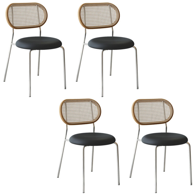 Industrial Metal Dining Room Chairs Armless Open Back Dining Side Chair Black 4 Piece Set Clearhalo ' kitchen&dining_furn' 'Dining Chairs' 'Dining Tables & Seating' 'dining_chair' 'furn' 'furn_dining_chair' 'Furniture' 'furniture_dining_chair' 'Kitchen & Dining Furniture' 'kitchen' 4272688