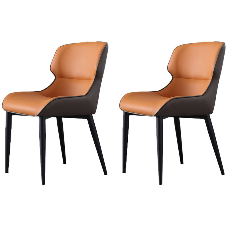 Industrial Style Leather Dining Side Chairs Wingback Arm Chairs (Set of 2) Orange Clearhalo ' kitchen&dining_furn' 'Dining Chairs' 'Dining Tables & Seating' 'dining_chair' 'furn' 'furn_dining_chair' 'Furniture' 'furniture_dining_chair' 'Kitchen & Dining Furniture' 'kitchen' 4272697