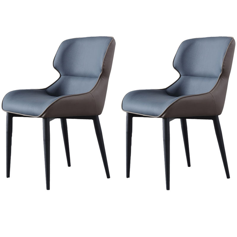Industrial Style Leather Dining Side Chairs Wingback Arm Chairs (Set of 2) Blue Clearhalo ' kitchen&dining_furn' 'Dining Chairs' 'Dining Tables & Seating' 'dining_chair' 'furn' 'furn_dining_chair' 'Furniture' 'furniture_dining_chair' 'Kitchen & Dining Furniture' 'kitchen' 4272698