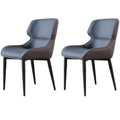 Industrial Style Leather Dining Side Chairs Wingback Arm Chairs (Set of 2) Blue Clearhalo ' kitchen&dining_furn' 'Dining Chairs' 'Dining Tables & Seating' 'dining_chair' 'furn' 'furn_dining_chair' 'Furniture' 'furniture_dining_chair' 'Kitchen & Dining Furniture' 'kitchen' 4272698