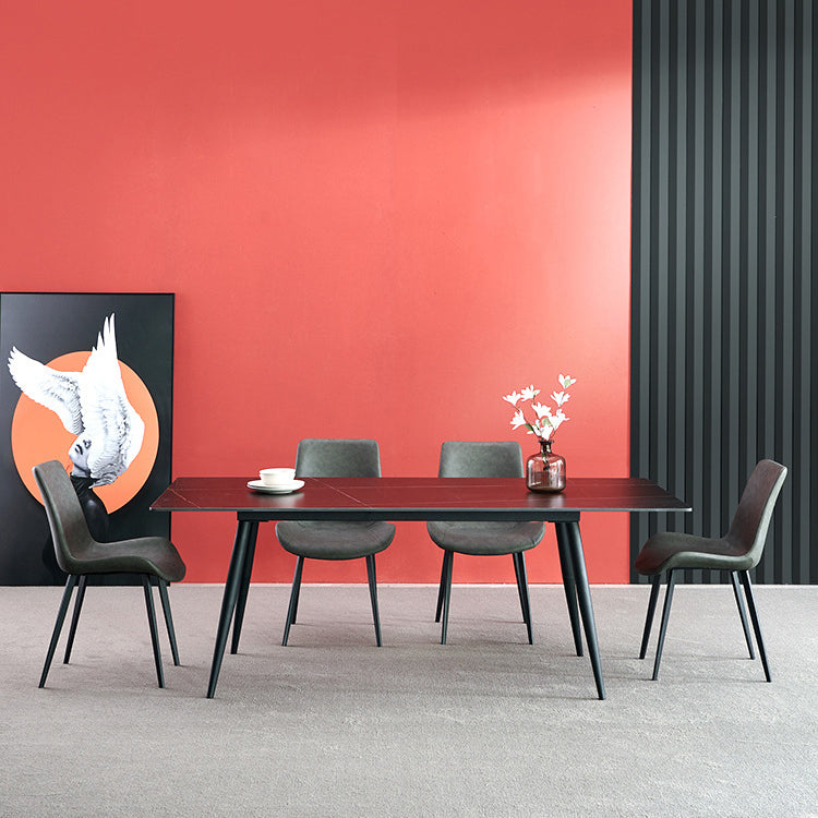 Modern Leather Brasserie Side Chair Solid Back Dining Chair with Black Legs Clearhalo ' kitchen&dining_furn' 'Dining Chairs' 'Dining Tables & Seating' 'dining_chair' 'furn' 'furn_dining_chair' 'Furniture' 'furniture_dining_chair' 'Kitchen & Dining Furniture' 'kitchen' 4272719