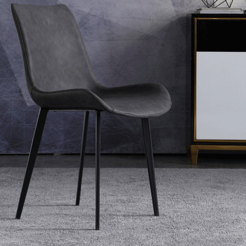 Modern Leather Brasserie Side Chair Solid Back Dining Chair with Black Legs Clearhalo ' kitchen&dining_furn' 'Dining Chairs' 'Dining Tables & Seating' 'dining_chair' 'furn' 'furn_dining_chair' 'Furniture' 'furniture_dining_chair' 'Kitchen & Dining Furniture' 'kitchen' 4272722