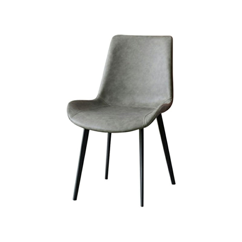 Modern Leather Brasserie Side Chair Solid Back Dining Chair with Black Legs Clearhalo ' kitchen&dining_furn' 'Dining Chairs' 'Dining Tables & Seating' 'dining_chair' 'furn' 'furn_dining_chair' 'Furniture' 'furniture_dining_chair' 'Kitchen & Dining Furniture' 'kitchen' 4272725