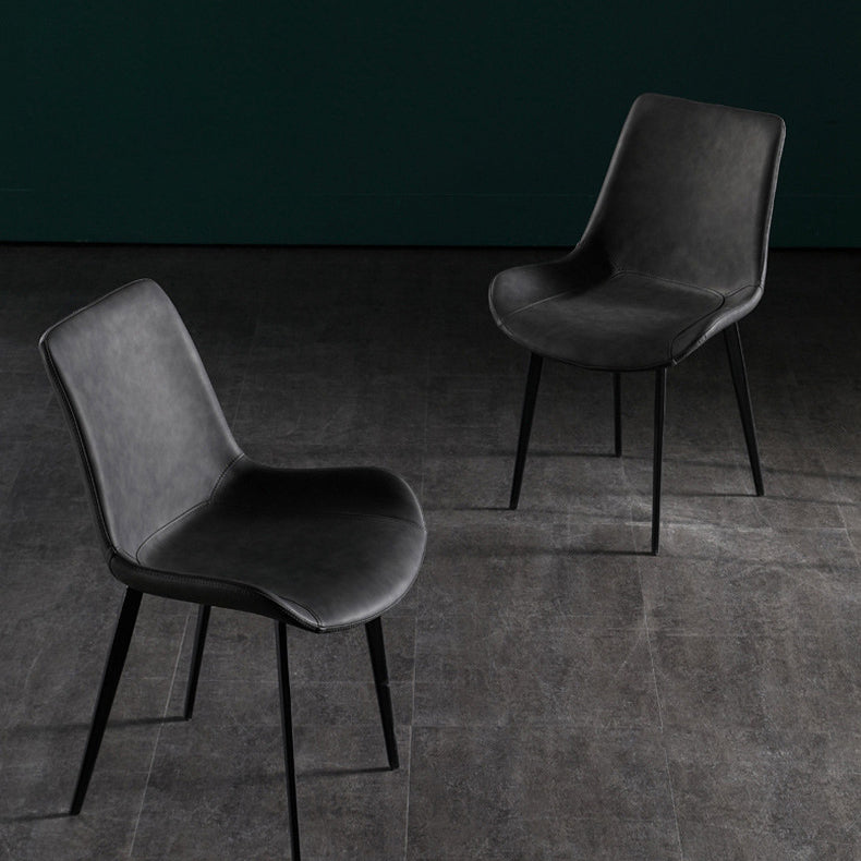 Modern Leather Brasserie Side Chair Solid Back Dining Chair with Black Legs Clearhalo ' kitchen&dining_furn' 'Dining Chairs' 'Dining Tables & Seating' 'dining_chair' 'furn' 'furn_dining_chair' 'Furniture' 'furniture_dining_chair' 'Kitchen & Dining Furniture' 'kitchen' 4272730