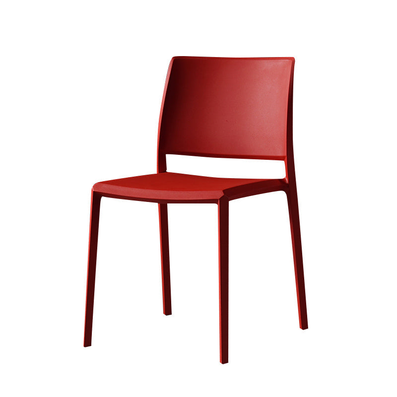 Contemporary Style Dining Chairs Plastic Armless Side Chair for Kitchen Red 1 Piece Clearhalo ' kitchen&dining_furn' 'Dining Chairs' 'Dining Tables & Seating' 'dining_chair' 'furn' 'furn_dining_chair' 'Furniture' 'furniture_dining_chair' 'Kitchen & Dining Furniture' 'kitchen' 4273580