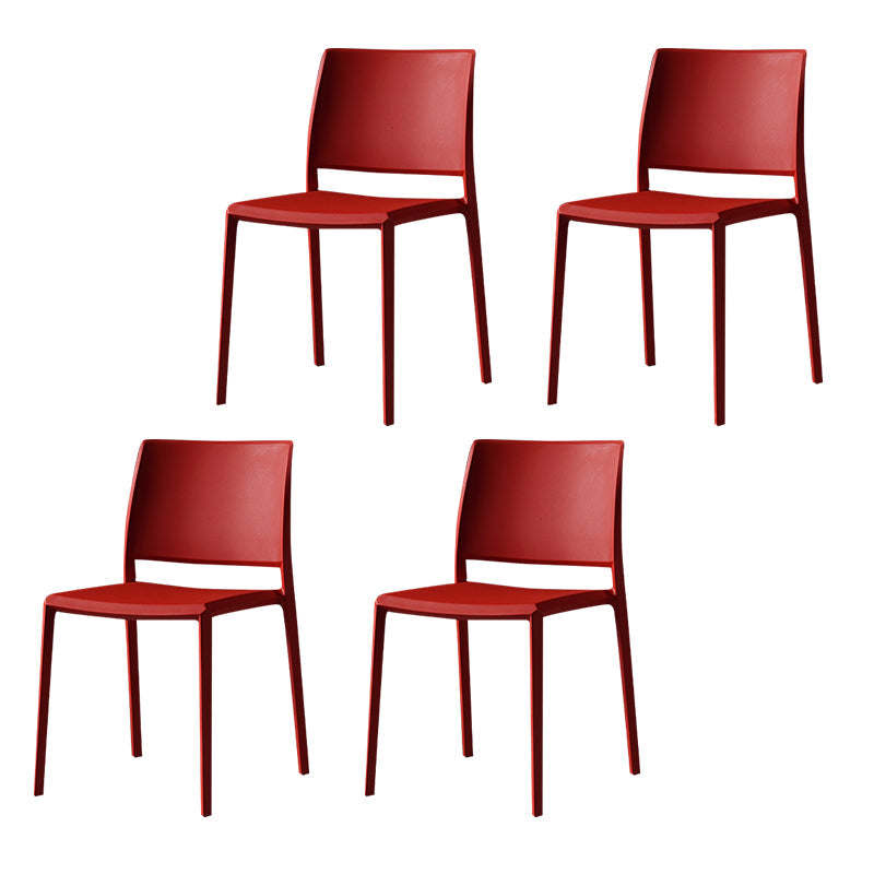 Contemporary Style Dining Chairs Plastic Armless Side Chair for Kitchen Red 4 Piece Set Clearhalo ' kitchen&dining_furn' 'Dining Chairs' 'Dining Tables & Seating' 'dining_chair' 'furn' 'furn_dining_chair' 'Furniture' 'furniture_dining_chair' 'Kitchen & Dining Furniture' 'kitchen' 4273606
