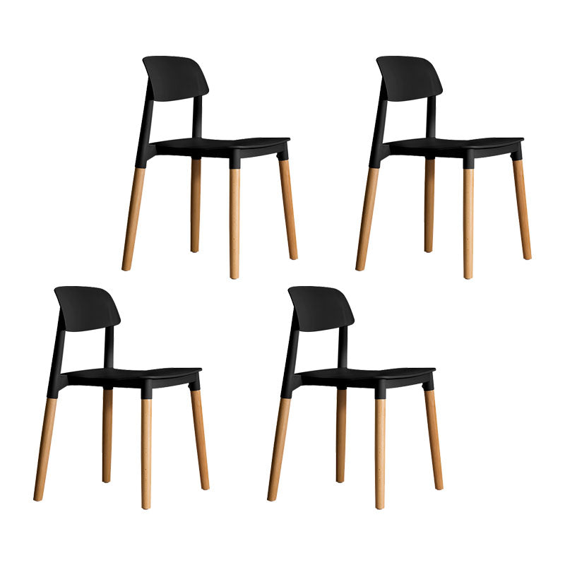 Contemporary Wood Dining Room Chairs Open Back Dining Side Chair (Set of 4) Black Clearhalo ' kitchen&dining_furn' 'Dining Chairs' 'Dining Tables & Seating' 'dining_chair' 'furn' 'furn_dining_chair' 'Furniture' 'furniture_dining_chair' 'Kitchen & Dining Furniture' 'kitchen' 4273618