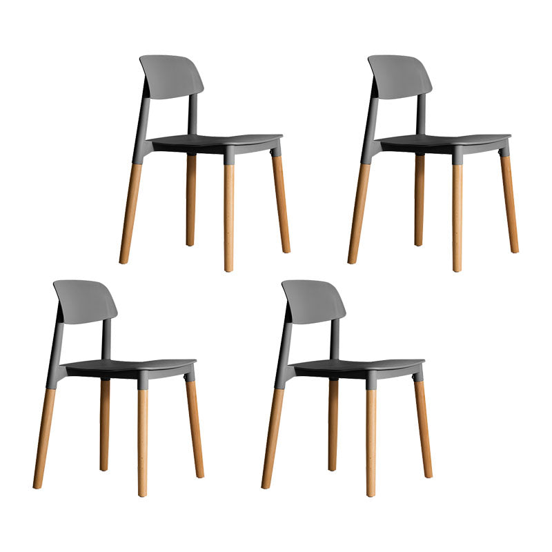 Contemporary Wood Dining Room Chairs Open Back Dining Side Chair (Set of 4) Grey Clearhalo ' kitchen&dining_furn' 'Dining Chairs' 'Dining Tables & Seating' 'dining_chair' 'furn' 'furn_dining_chair' 'Furniture' 'furniture_dining_chair' 'Kitchen & Dining Furniture' 'kitchen' 4273620