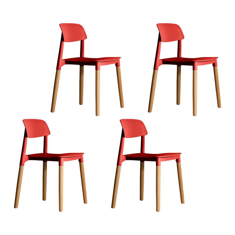 Contemporary Wood Dining Room Chairs Open Back Dining Side Chair (Set of 4) Red Clearhalo ' kitchen&dining_furn' 'Dining Chairs' 'Dining Tables & Seating' 'dining_chair' 'furn' 'furn_dining_chair' 'Furniture' 'furniture_dining_chair' 'Kitchen & Dining Furniture' 'kitchen' 4273622
