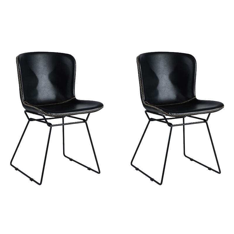 Contemporary Style Dining Chair Armless Side Chair with Metal Legs for Kitchen (Set of 2) Black Black Clearhalo ' kitchen&dining_furn' 'Dining Chairs' 'Dining Tables & Seating' 'dining_chair' 'furn' 'furn_dining_chair' 'Furniture' 'furniture_dining_chair' 'Kitchen & Dining Furniture' 'kitchen' 4273641
