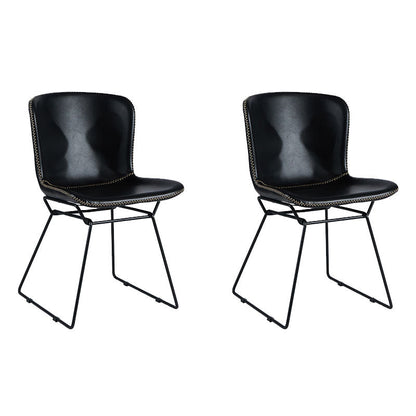 Contemporary Style Dining Chair Armless Side Chair with Metal Legs for Kitchen (Set of 2) Black Black Clearhalo ' kitchen&dining_furn' 'Dining Chairs' 'Dining Tables & Seating' 'dining_chair' 'furn' 'furn_dining_chair' 'Furniture' 'furniture_dining_chair' 'Kitchen & Dining Furniture' 'kitchen' 4273641