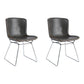 Contemporary Style Dining Chair Armless Side Chair with Metal Legs for Kitchen (Set of 2) Dark Gray Silver Clearhalo ' kitchen&dining_furn' 'Dining Chairs' 'Dining Tables & Seating' 'dining_chair' 'furn' 'furn_dining_chair' 'Furniture' 'furniture_dining_chair' 'Kitchen & Dining Furniture' 'kitchen' 4273644