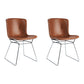 Contemporary Style Dining Chair Armless Side Chair with Metal Legs for Kitchen (Set of 2) Brown Silver Clearhalo ' kitchen&dining_furn' 'Dining Chairs' 'Dining Tables & Seating' 'dining_chair' 'furn' 'furn_dining_chair' 'Furniture' 'furniture_dining_chair' 'Kitchen & Dining Furniture' 'kitchen' 4273649
