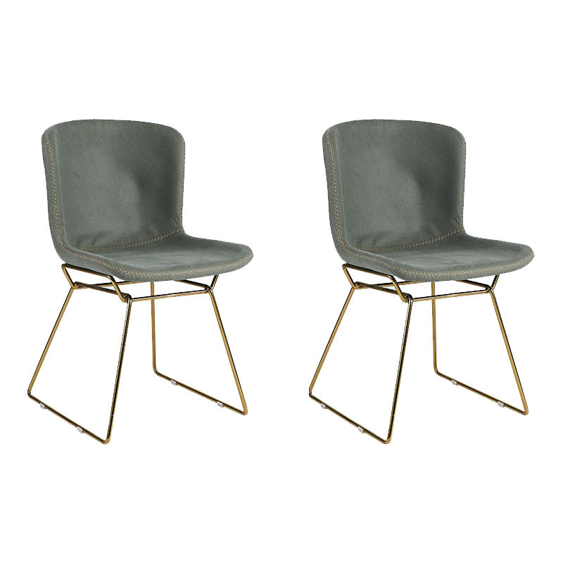 Contemporary Style Dining Chair Armless Side Chair with Metal Legs for Kitchen (Set of 2) Green Brass Gold Clearhalo ' kitchen&dining_furn' 'Dining Chairs' 'Dining Tables & Seating' 'dining_chair' 'furn' 'furn_dining_chair' 'Furniture' 'furniture_dining_chair' 'Kitchen & Dining Furniture' 'kitchen' 4273655
