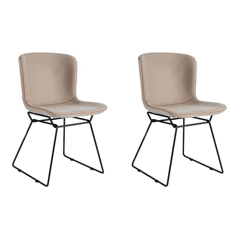 Contemporary Style Dining Chair Armless Side Chair with Metal Legs for Kitchen (Set of 2) Cream Gray Black Clearhalo ' kitchen&dining_furn' 'Dining Chairs' 'Dining Tables & Seating' 'dining_chair' 'furn' 'furn_dining_chair' 'Furniture' 'furniture_dining_chair' 'Kitchen & Dining Furniture' 'kitchen' 4273656