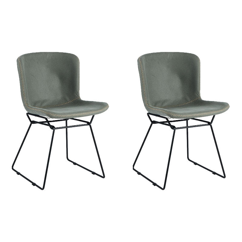 Contemporary Style Dining Chair Armless Side Chair with Metal Legs for Kitchen (Set of 2) Green Black Clearhalo ' kitchen&dining_furn' 'Dining Chairs' 'Dining Tables & Seating' 'dining_chair' 'furn' 'furn_dining_chair' 'Furniture' 'furniture_dining_chair' 'Kitchen & Dining Furniture' 'kitchen' 4273657