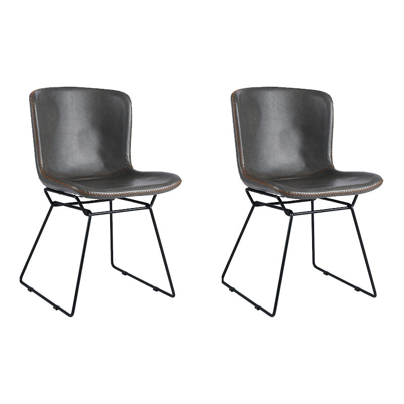 Contemporary Style Dining Chair Armless Side Chair with Metal Legs for Kitchen (Set of 2) Dark Gray Black Clearhalo ' kitchen&dining_furn' 'Dining Chairs' 'Dining Tables & Seating' 'dining_chair' 'furn' 'furn_dining_chair' 'Furniture' 'furniture_dining_chair' 'Kitchen & Dining Furniture' 'kitchen' 4273659