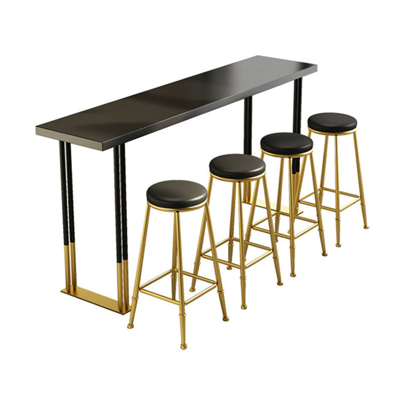 Nordic Style Bar Table Pine Top Pub Table with Black-gold Frame (only table) Clearhalo 'Bar Furniture' 'Bar Tables' 'bar_tables' 'furn' 'furn_bar_tables' 'Furniture' 'furniture_bar_tables' 'Kitchen & Dining Furniture' 'kitchen&dining_furn' 'kitchen' 4274370