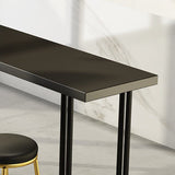 Nordic Style Bar Table Pine Top Pub Table with Black-gold Frame (only table) Clearhalo 'Bar Furniture' 'Bar Tables' 'bar_tables' 'furn' 'furn_bar_tables' 'Furniture' 'furniture_bar_tables' 'Kitchen & Dining Furniture' 'kitchen&dining_furn' 'kitchen' 4274371