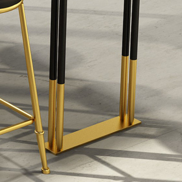 Nordic Style Bar Table Pine Top Pub Table with Black-gold Frame (only table) Clearhalo 'Bar Furniture' 'Bar Tables' 'bar_tables' 'furn' 'furn_bar_tables' 'Furniture' 'furniture_bar_tables' 'Kitchen & Dining Furniture' 'kitchen&dining_furn' 'kitchen' 4274372