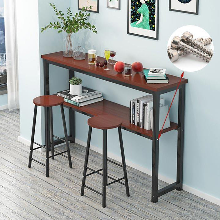 Industrial Style 40-inch Bar Table Wood Top Pub Table with Metal Base(only table) Clearhalo 'Bar Furniture' 'Bar Tables' 'bar_tables' 'furn' 'furn_bar_tables' 'Furniture' 'furniture_bar_tables' 'Kitchen & Dining Furniture' 'kitchen&dining_furn' 'kitchen' 4274398