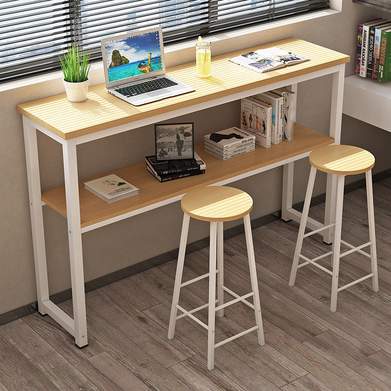 Industrial Style 40-inch Bar Table Wood Top Pub Table with Metal Base(only table) Clearhalo 'Bar Furniture' 'Bar Tables' 'bar_tables' 'furn' 'furn_bar_tables' 'Furniture' 'furniture_bar_tables' 'Kitchen & Dining Furniture' 'kitchen&dining_furn' 'kitchen' 4274400