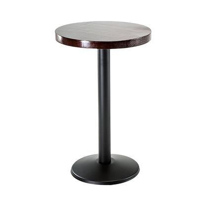 Industrial Round Wood Indoor Bar Dining Table Iron Single Pedestal Bistro Table 21.7"L x 21.7"W x 29.5"H Without Chairs Clearhalo 'Bar Furniture' 'Bar Tables' 'bar_tables' 'furn' 'furn_bar_tables' 'Furniture' 'furniture_bar_tables' 'Kitchen & Dining Furniture' 'kitchen&dining_furn' 'kitchen' 4274425