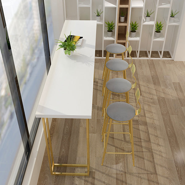 Nordic Style Bar Table Pine Top Pub Table with Gold Base for Dining Room Clearhalo 'Bar Furniture' 'Bar Tables' 'bar_tables' 'furn' 'furn_bar_tables' 'Furniture' 'furniture_bar_tables' 'Kitchen & Dining Furniture' 'kitchen&dining_furn' 'kitchen' 4274431