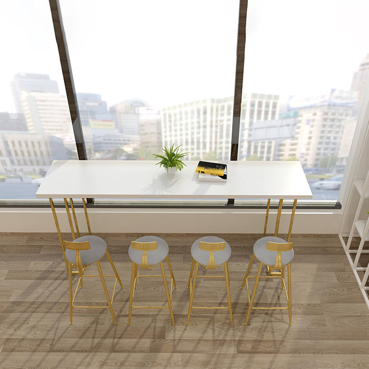 Nordic Style Bar Table Pine Top Pub Table with Gold Base for Dining Room Clearhalo 'Bar Furniture' 'Bar Tables' 'bar_tables' 'furn' 'furn_bar_tables' 'Furniture' 'furniture_bar_tables' 'Kitchen & Dining Furniture' 'kitchen&dining_furn' 'kitchen' 4274433